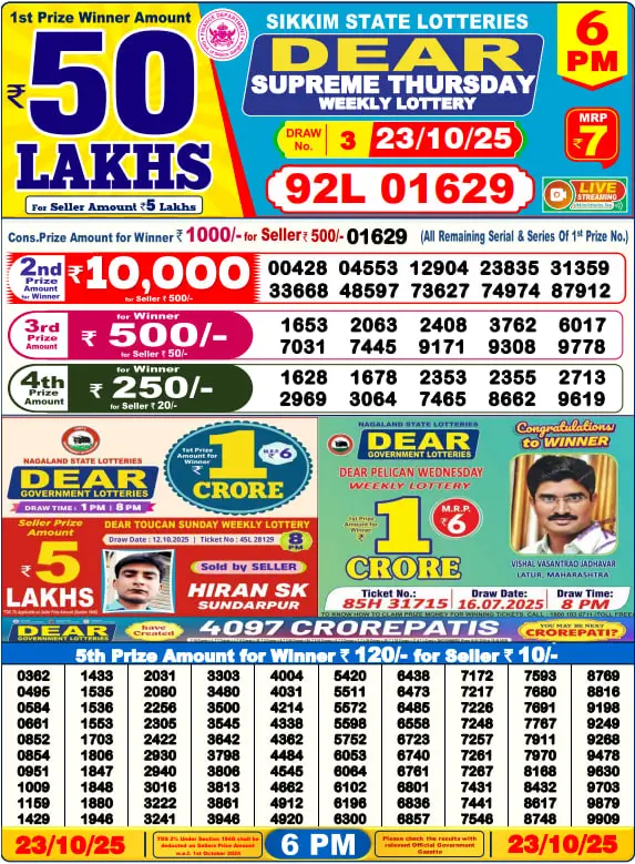 All Lottery Result Today 6PM
